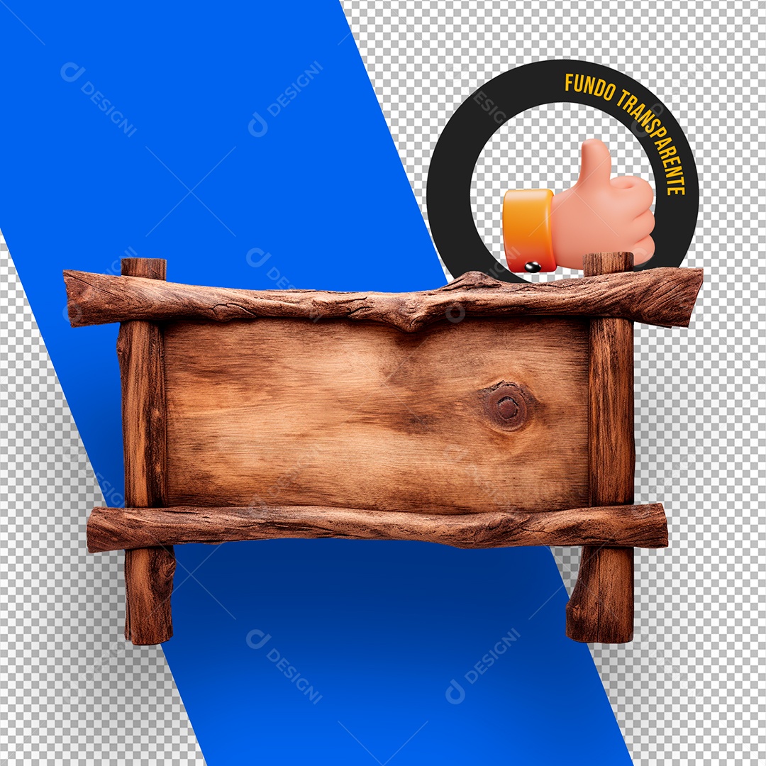 Placa de Madeira Elemento 3D para Composição PSD