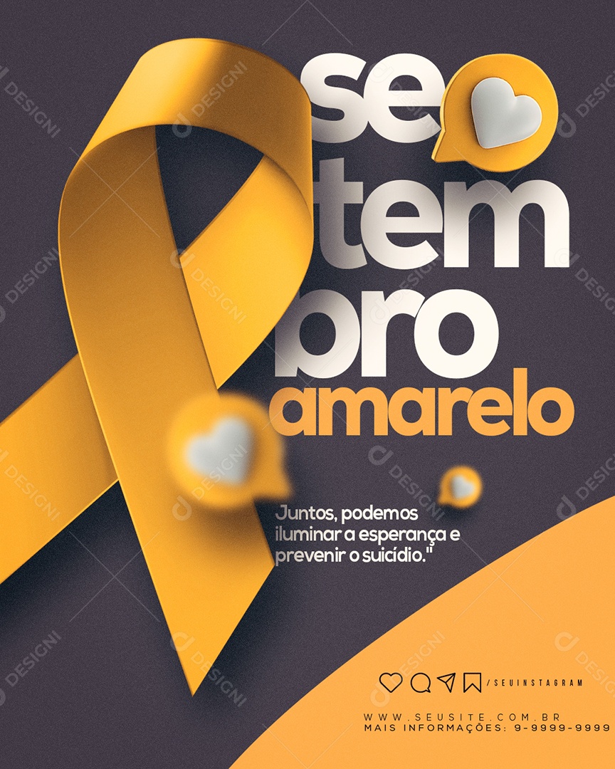 Setembro Amarelo Juntos podemos iluminar a Esperança e prevenir o Suicídio Social Media PSD Editável