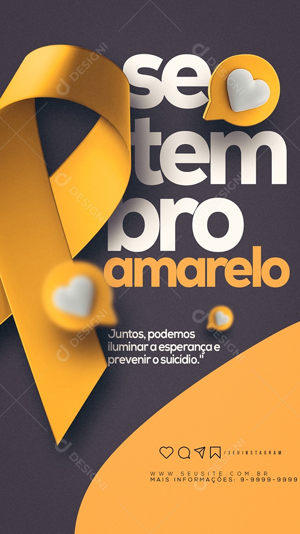 Story Setembro Amarelo Juntos podemos iluminar a esperança e prevenir o Suicídio Social media PSD Editável