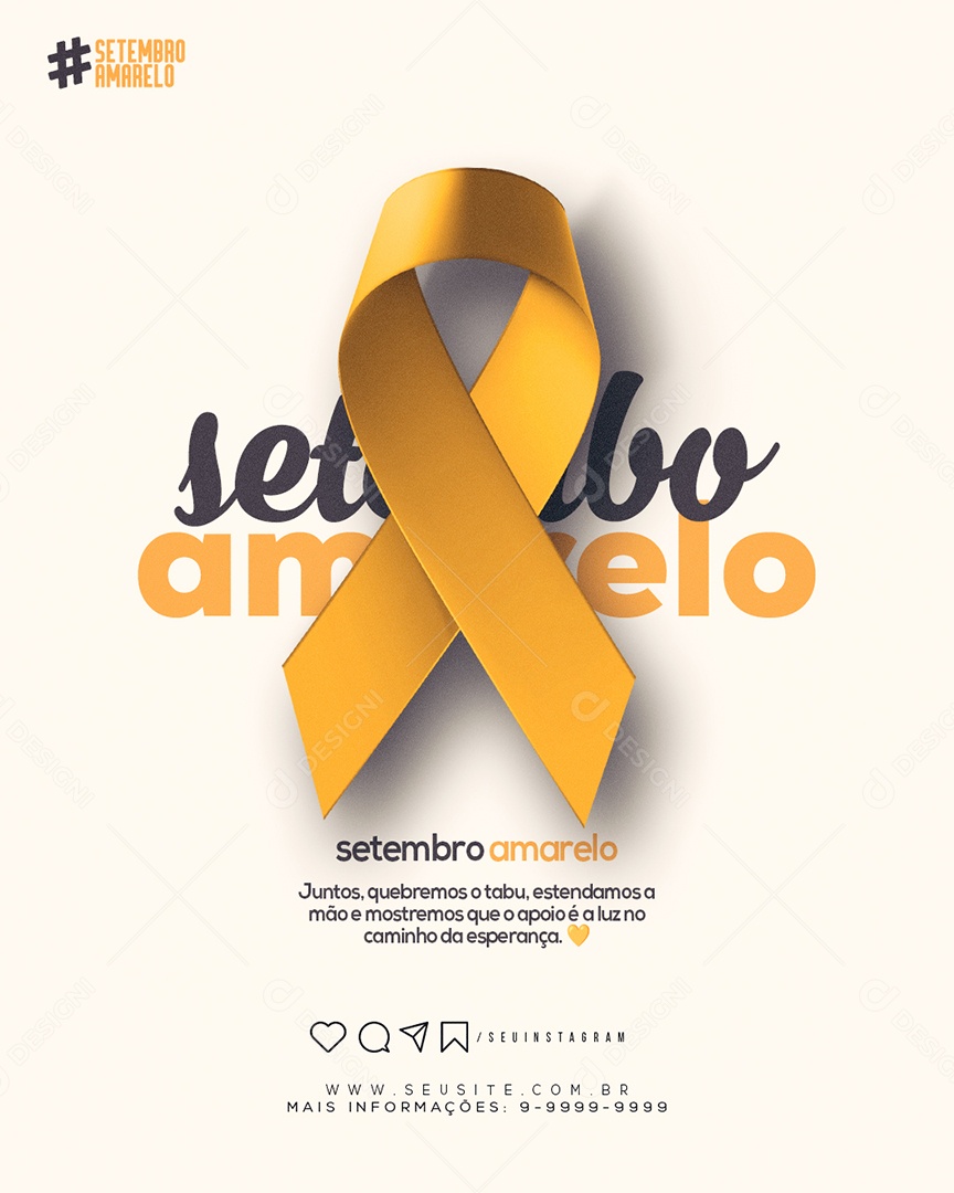Setembro Amarelo Juntos quebremos o Tabu Social Media PSD Editavel