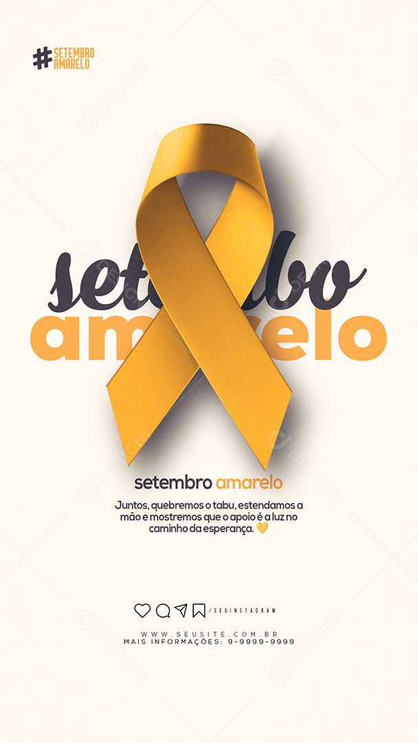 Story Setembro Amarelo Juntos quebremos o Tabu Social Media PSD Editavel