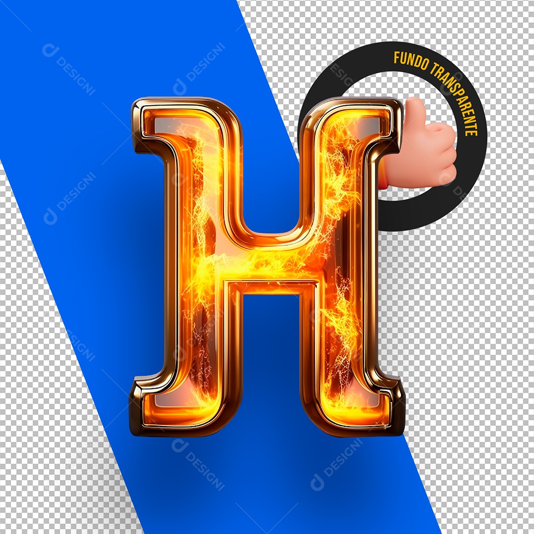 Letra H Maiúscula Elemento 3D Para Composição PSD