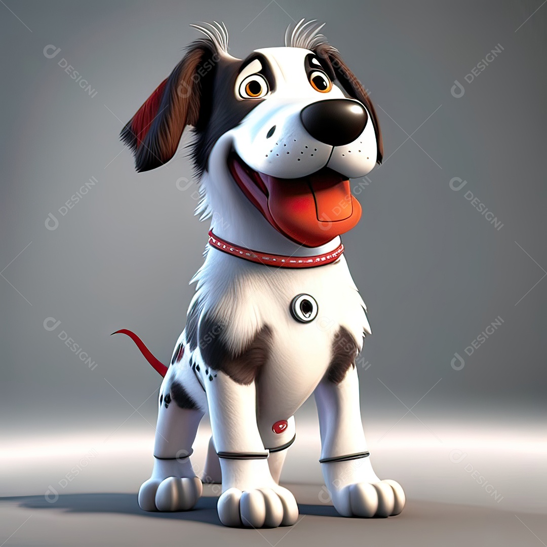 Mascote engraçado cão octano renderização