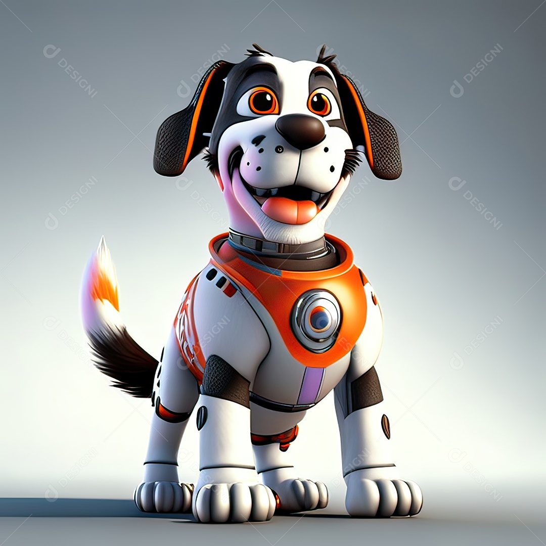 Mascote engraçado cão octano renderização