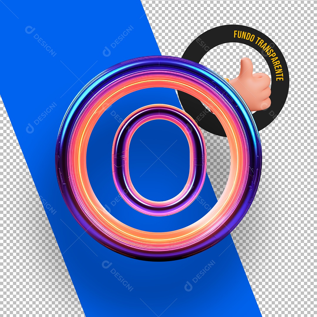 Letra O Maiúscula com Led Elemento 3D Para Composição PSD