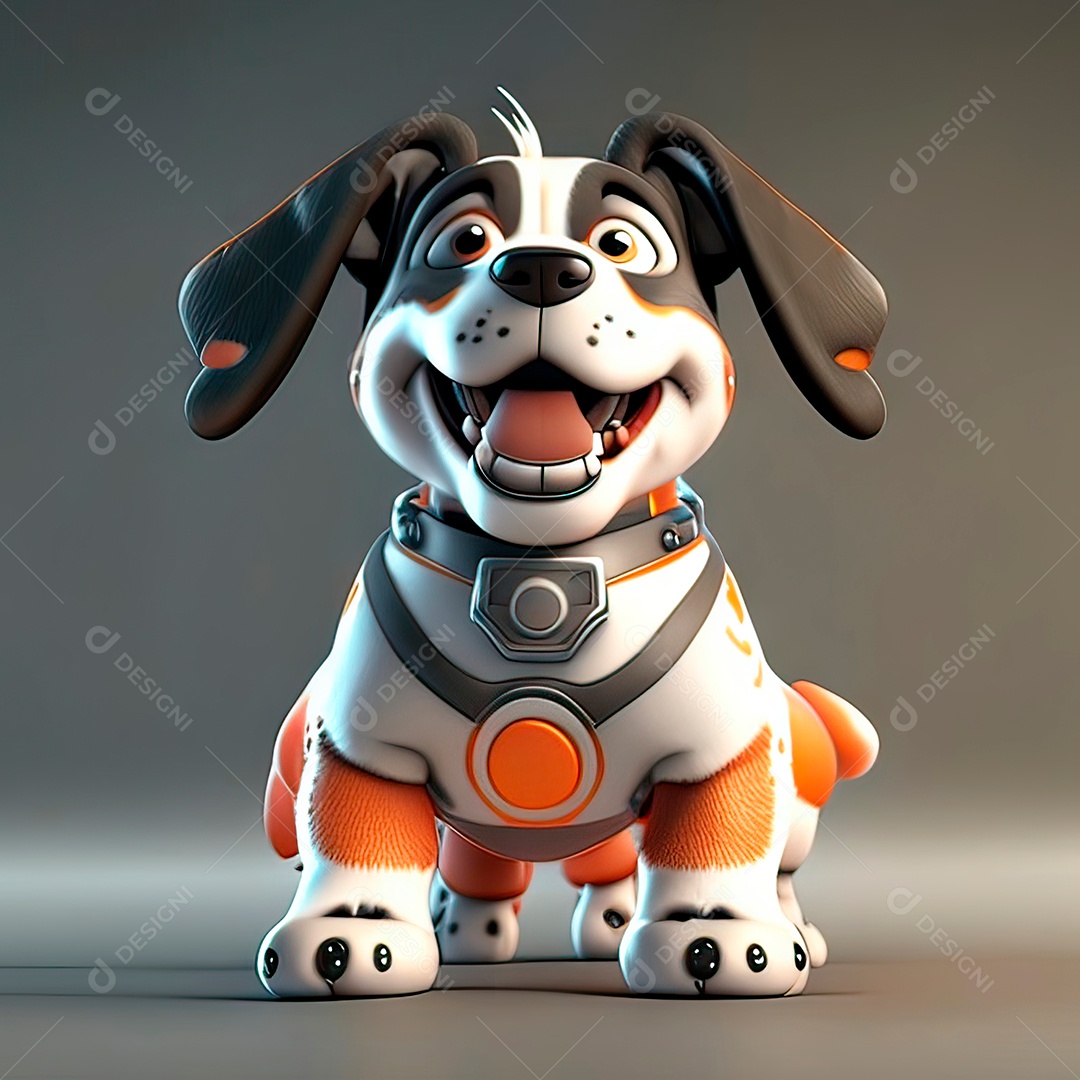 Mascote engraçado cão octano renderização