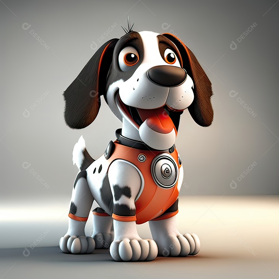Mascote engraçado cão octano renderização