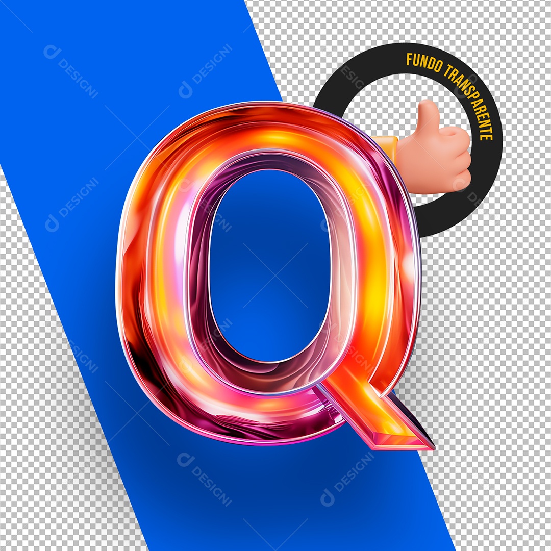 Letra Q Maiúscula Elemento 3D Para Composição PSD