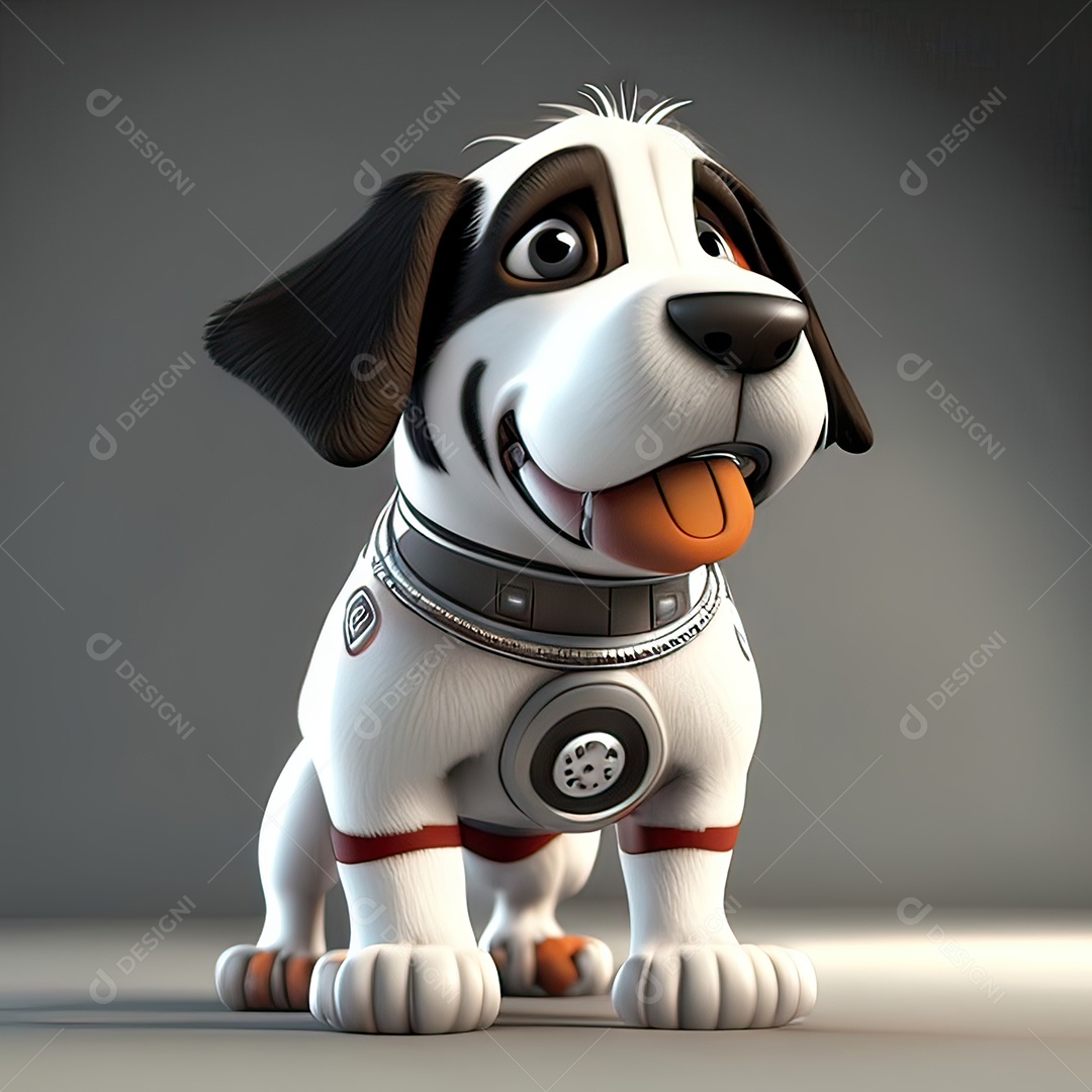 Mascote engraçado cão octano renderização generativa ai escala muito comprimida