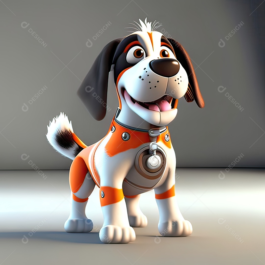 Mascote engraçado cão octano renderização generativa ai escala muito comprimida