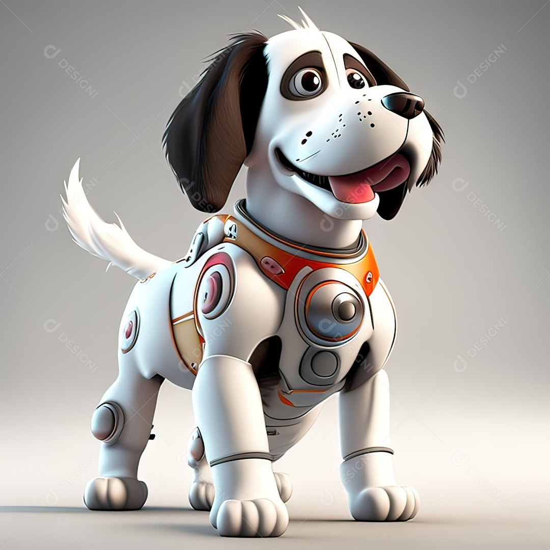 Mascote engraçado cão octano renderização