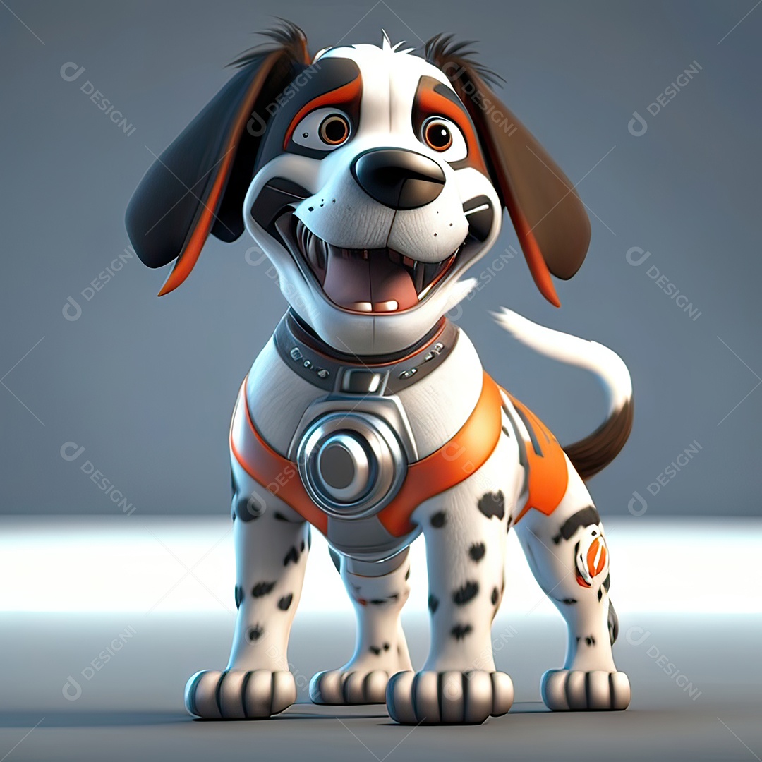 Mascote engraçado cão octano renderização