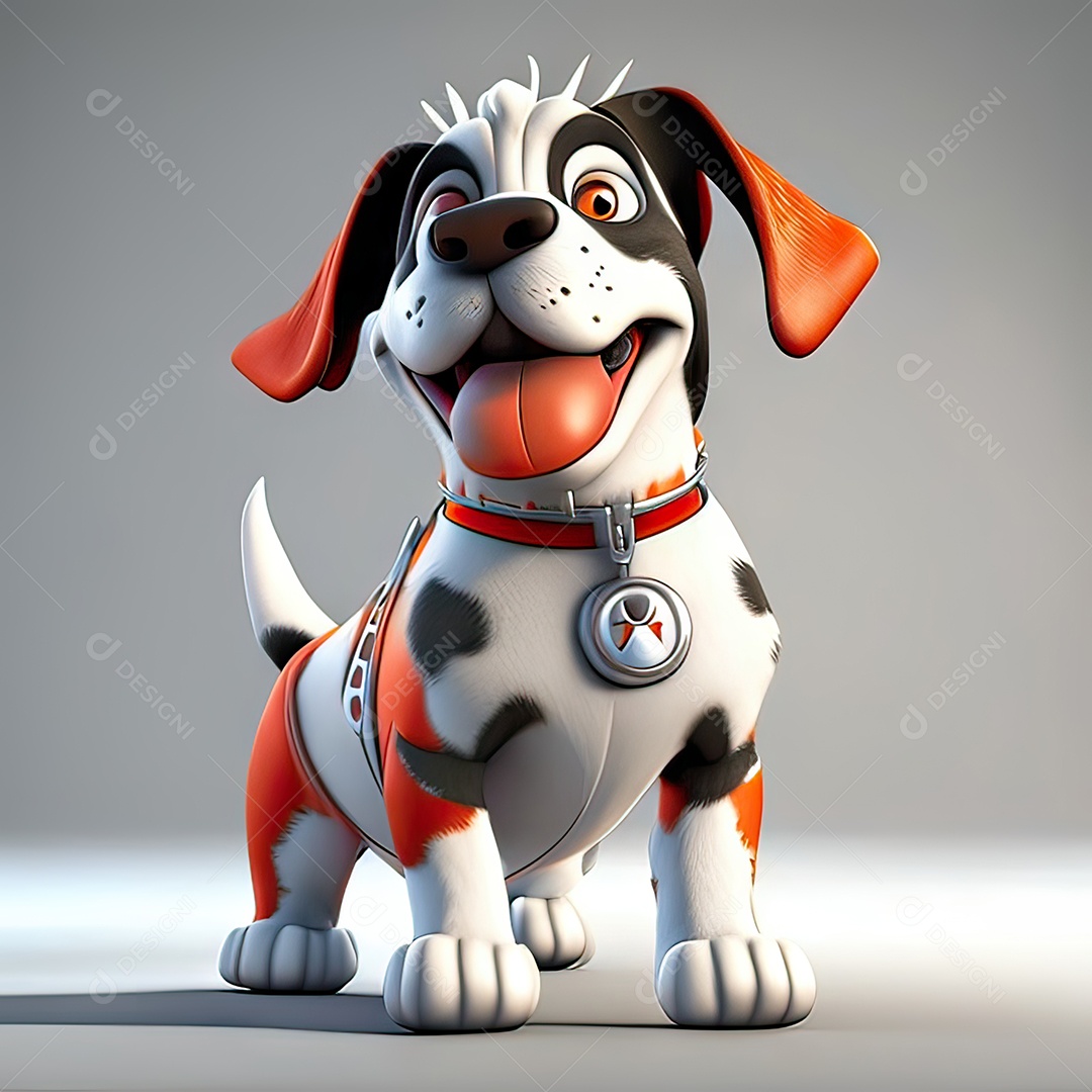 Mascote engraçado cão octano renderização
