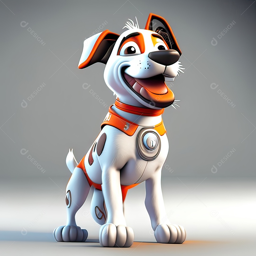 Mascote engraçado cão octano renderização