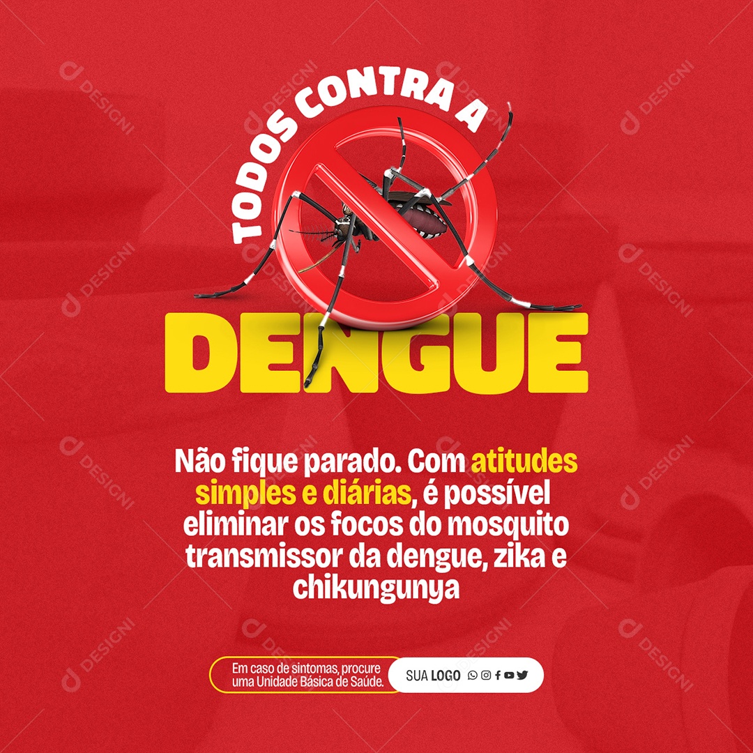 Social Media Feed Todos Contra a Dengue Atitudes Simples PSD Editável