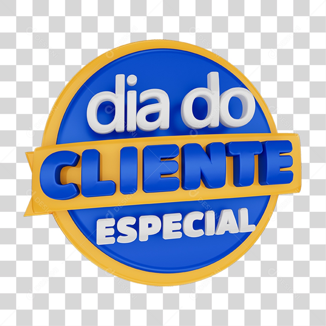 Selo 3D Dia do Cliente para Composição PNG Transparente