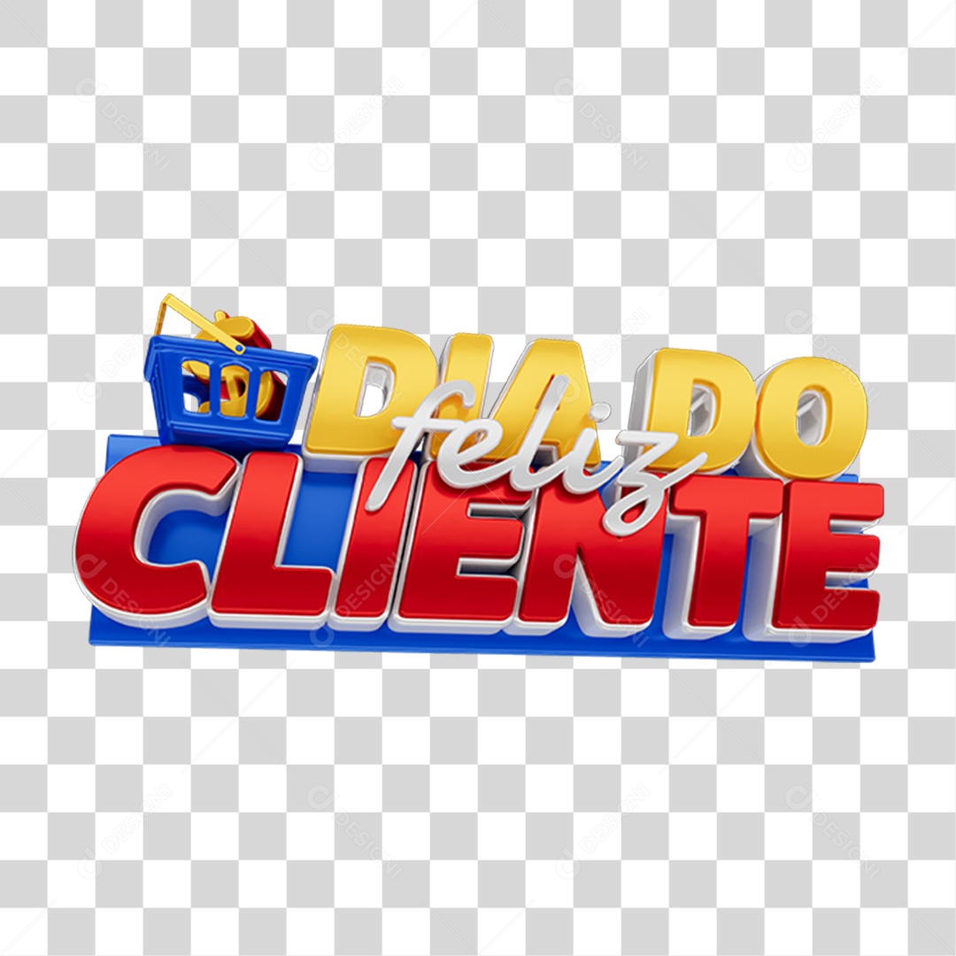 Selo 3D Feliz Dia do Cliente para Composição PNG Transparente