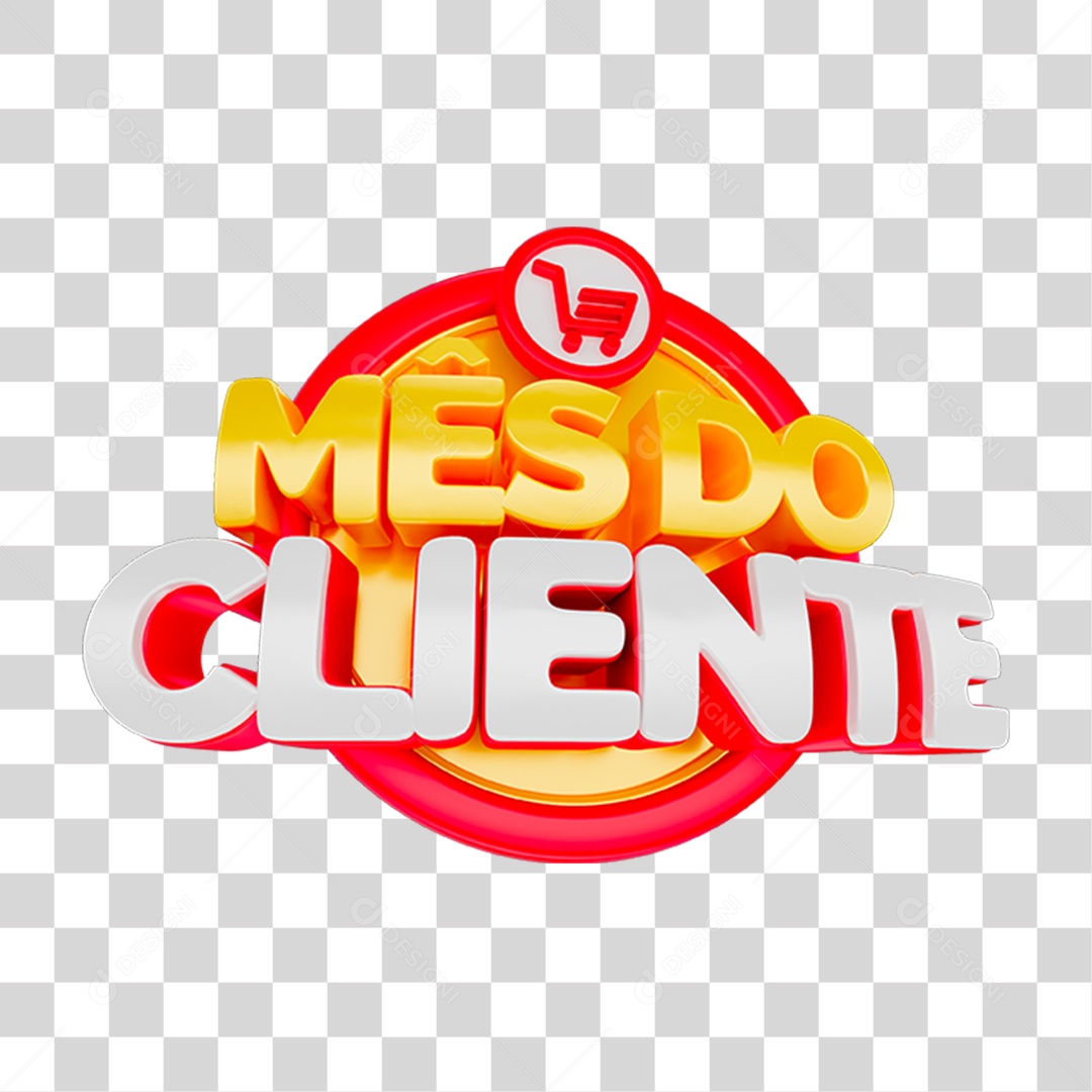 Selo 3D Mês do Cliente para Composição PNG Transparente
