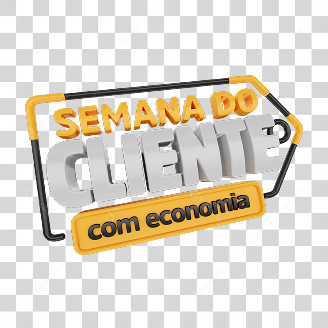 Selo 3D Semana do Cliente para Composição PNG Transparente