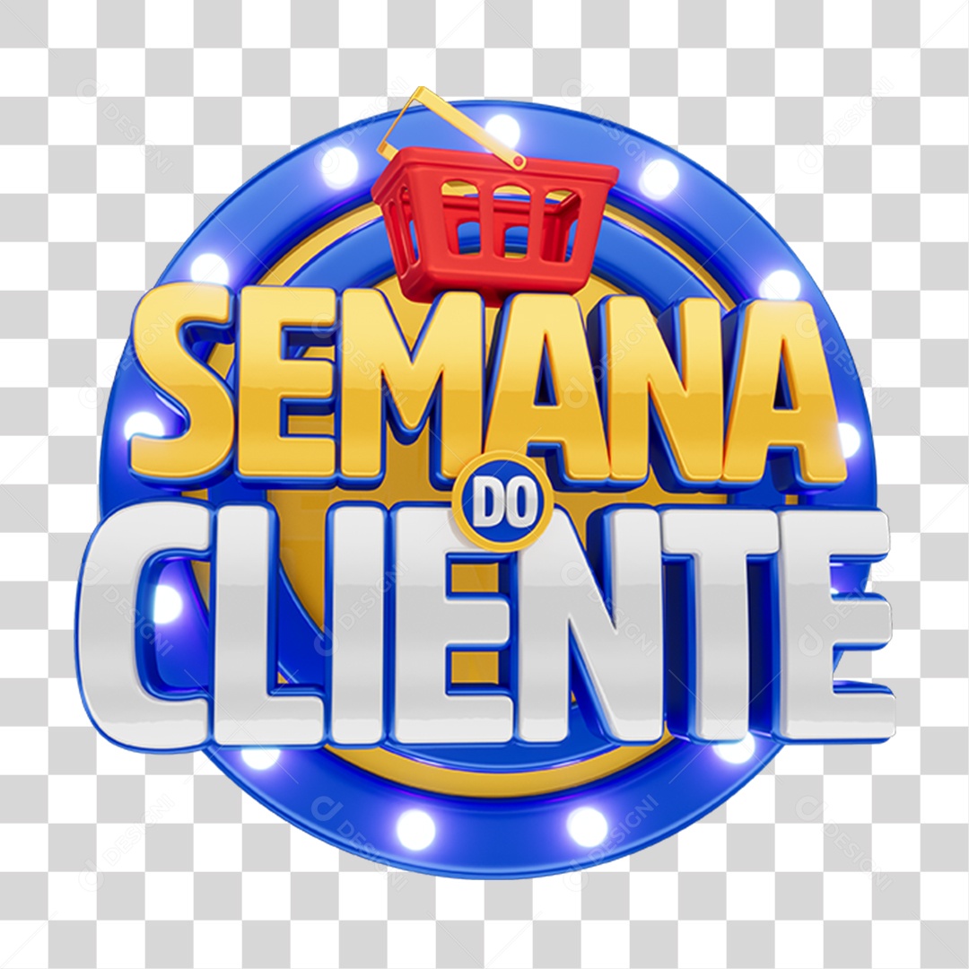 Selo 3D Semana do Cliente para Composição PNG Transparente
