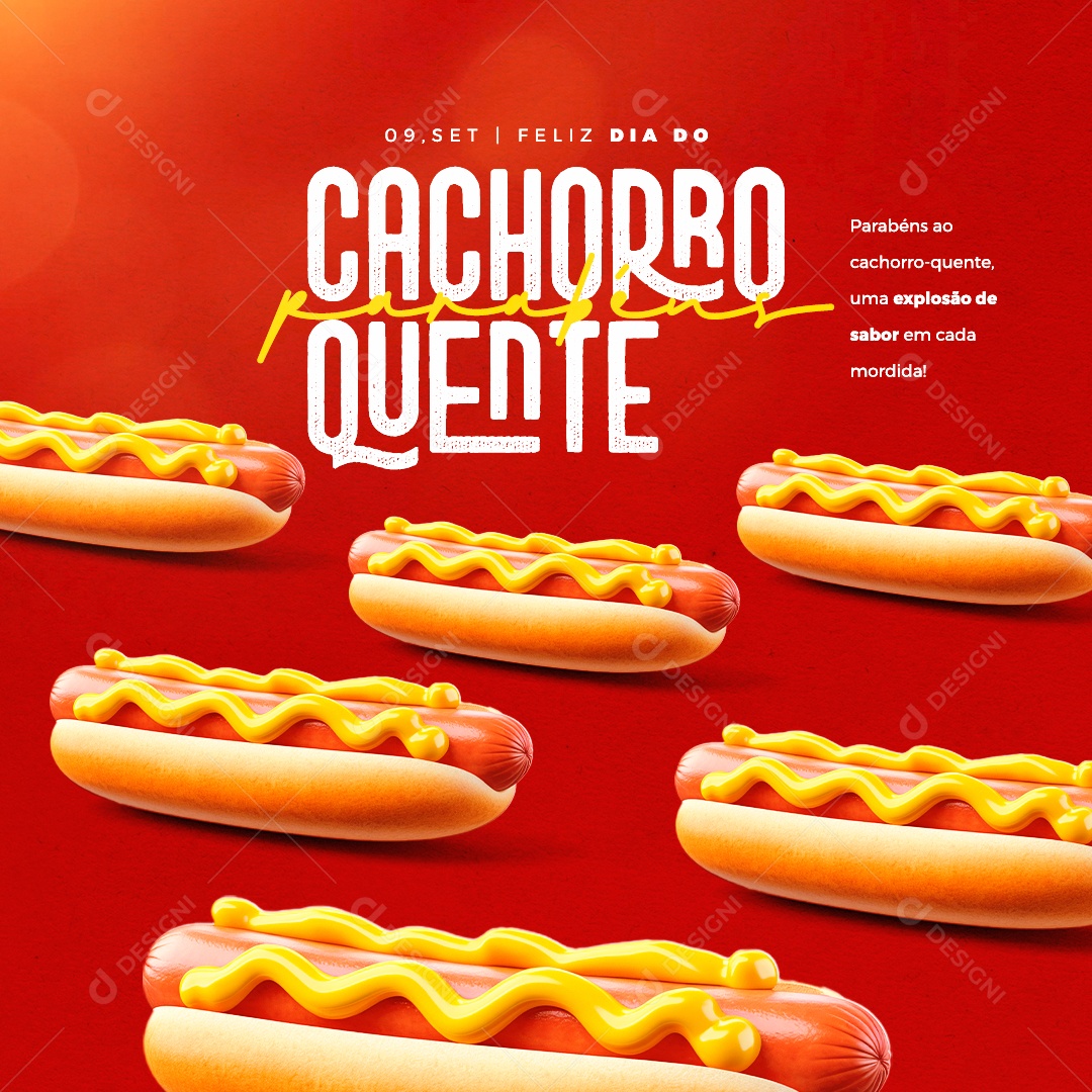 Dia Do Cachorro Quente Parabéns 09 de Setembro Social Media PSD Editável