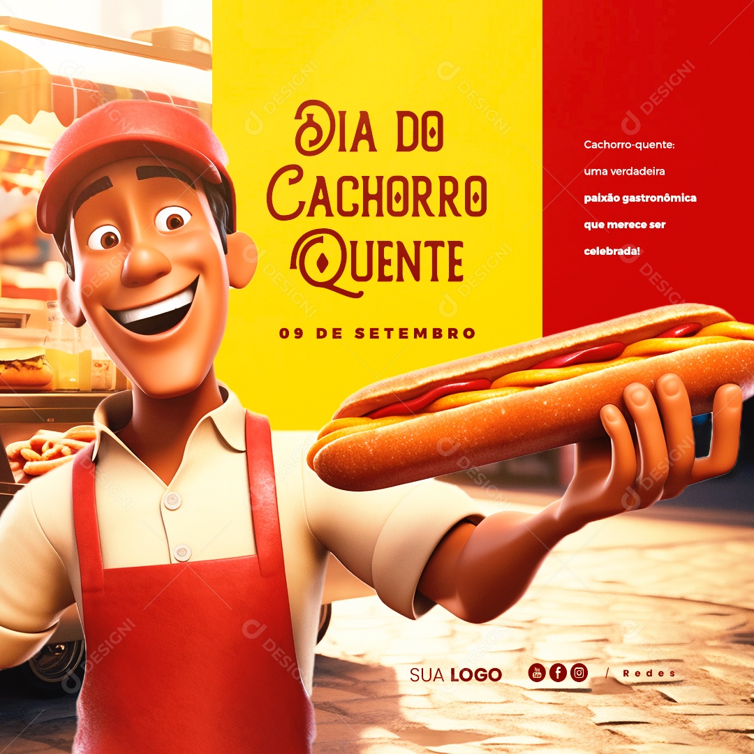 Dia Do Cachorro Quente 09 de Setembro Social Media PSD Editável