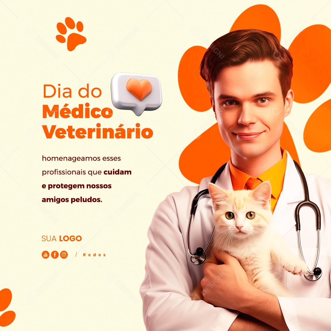 Dia do Médico Veterinário Homenageamos esses Profissionais Social Media PSD Editável