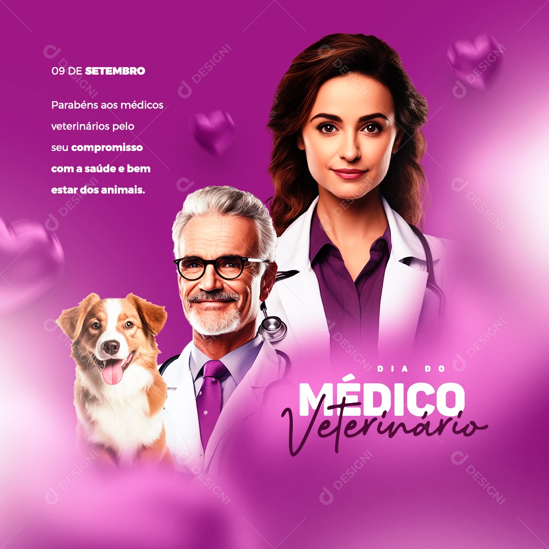 Dia do Médico Veterinário Parabéns 09 de Setembro Social Media PSD Editável