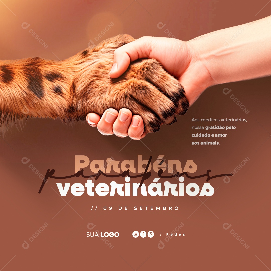 Dia do Médico Veterinário Parabéns Gratidão pelo Cuidado e Amor aos Animais Social Media PSD Editável