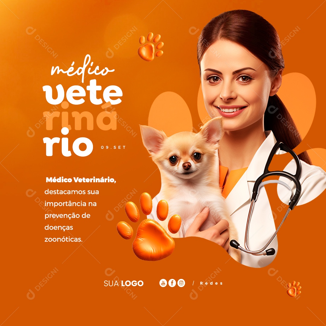 Dia do Médico Veterinário 09 de Setembro Social Media PSD Editável