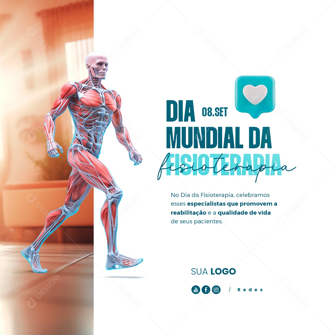 Social Media Dia Mundial da Fisioterapia Parabéns 08 de Setembro PSD Editável