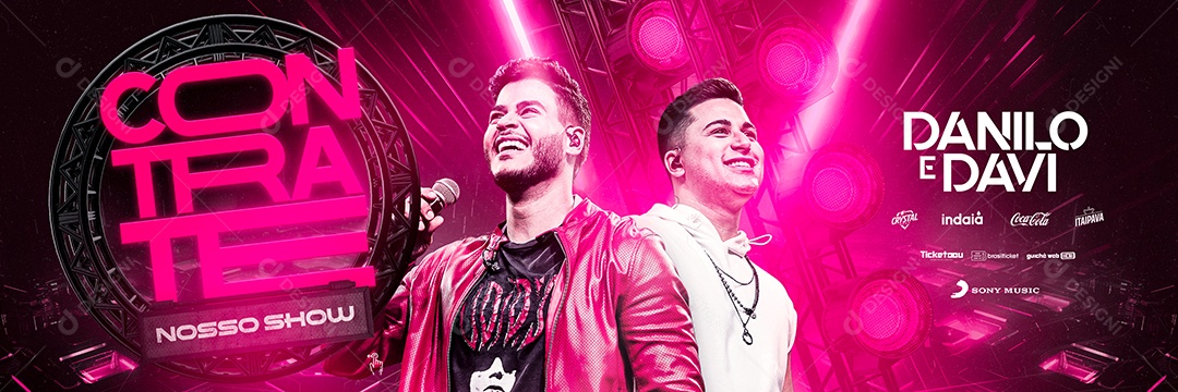 Carrossel Flyer Contrate Nosso Show Danilo E Davi Social Media PSD Editável