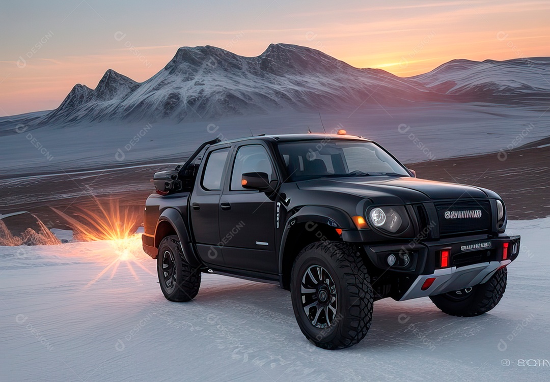 Retrato de carro realista em uma estrada