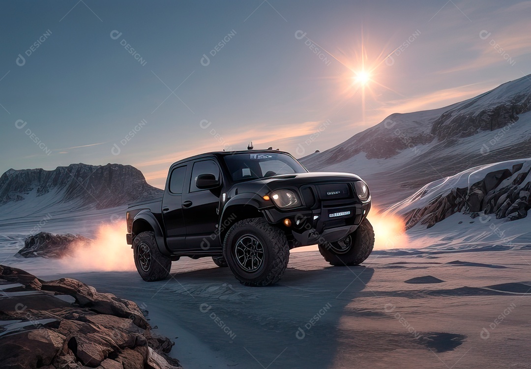 Retrato de carro realista em uma estrada