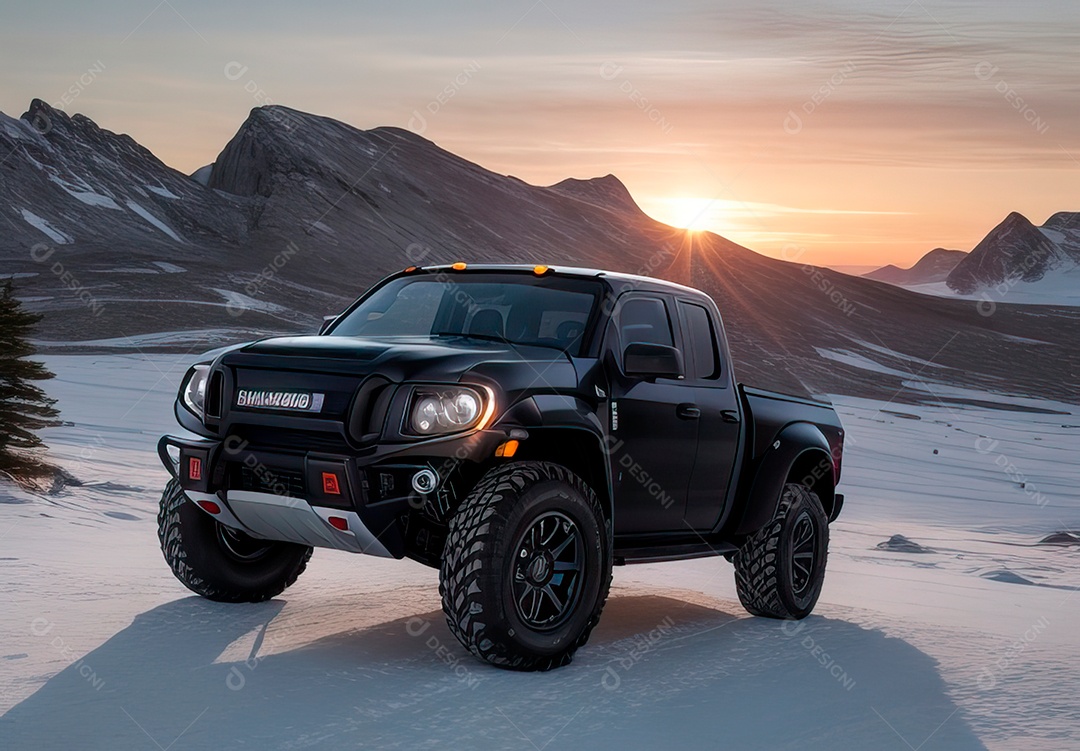 Retrato de carro realista em uma estrada