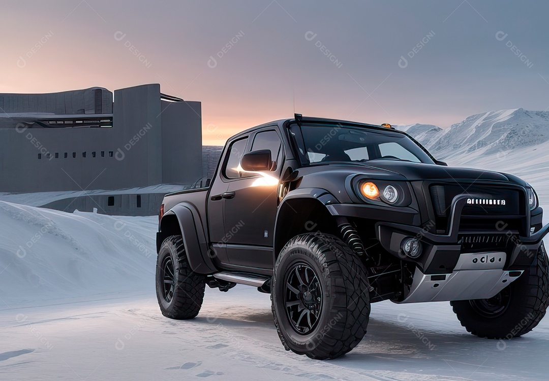 Retrato de carro realista em uma estrada
