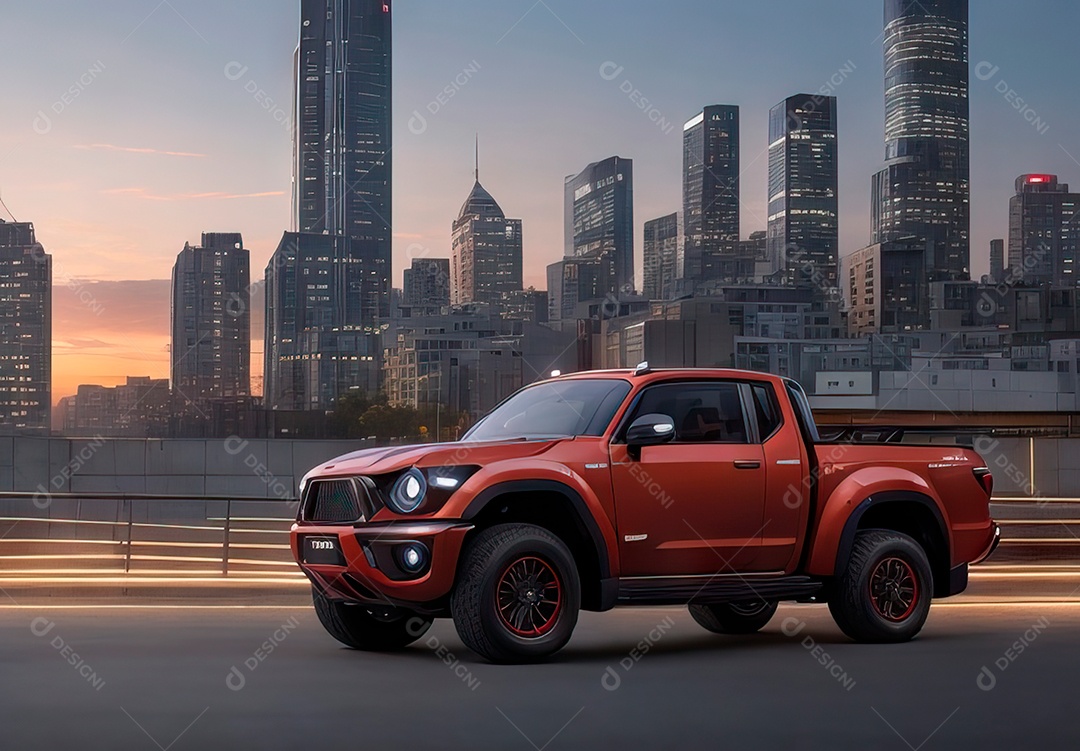 Retrato de carro realista em uma estrada