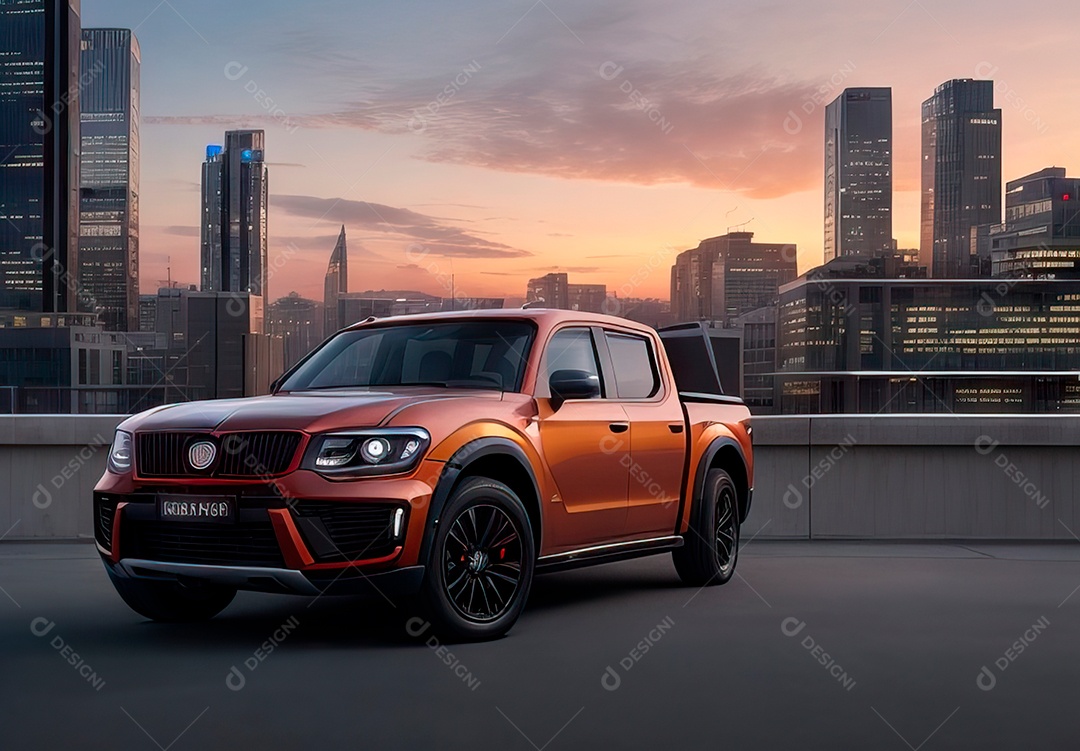 Retrato de carro realista em uma estrada