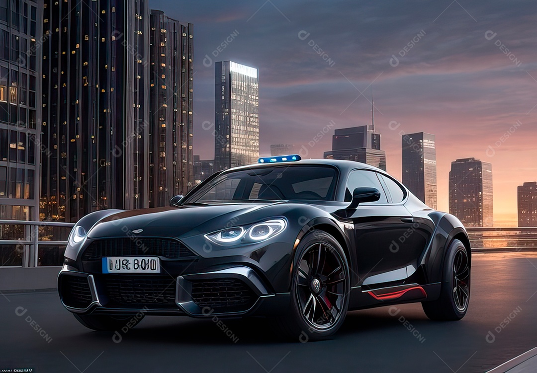 Retrato de carro realista em uma estrada