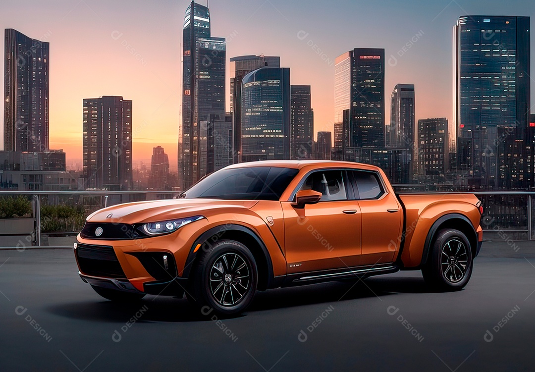 Retrato de carro realista em uma estrada