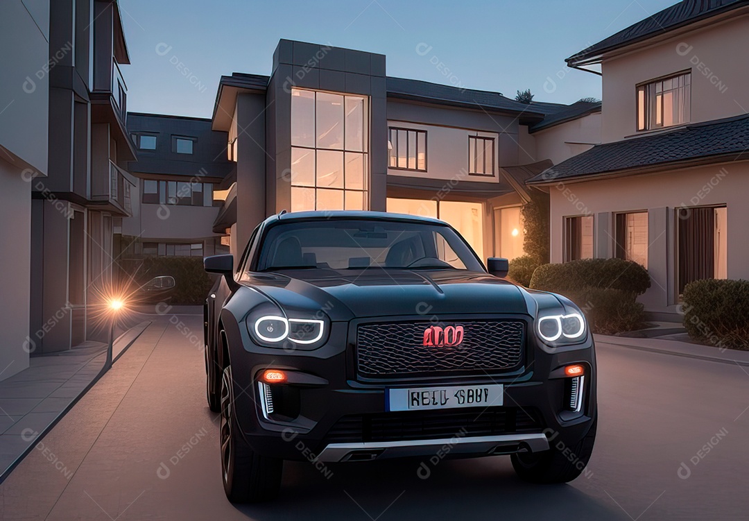 Retrato de carro realista em uma estrada