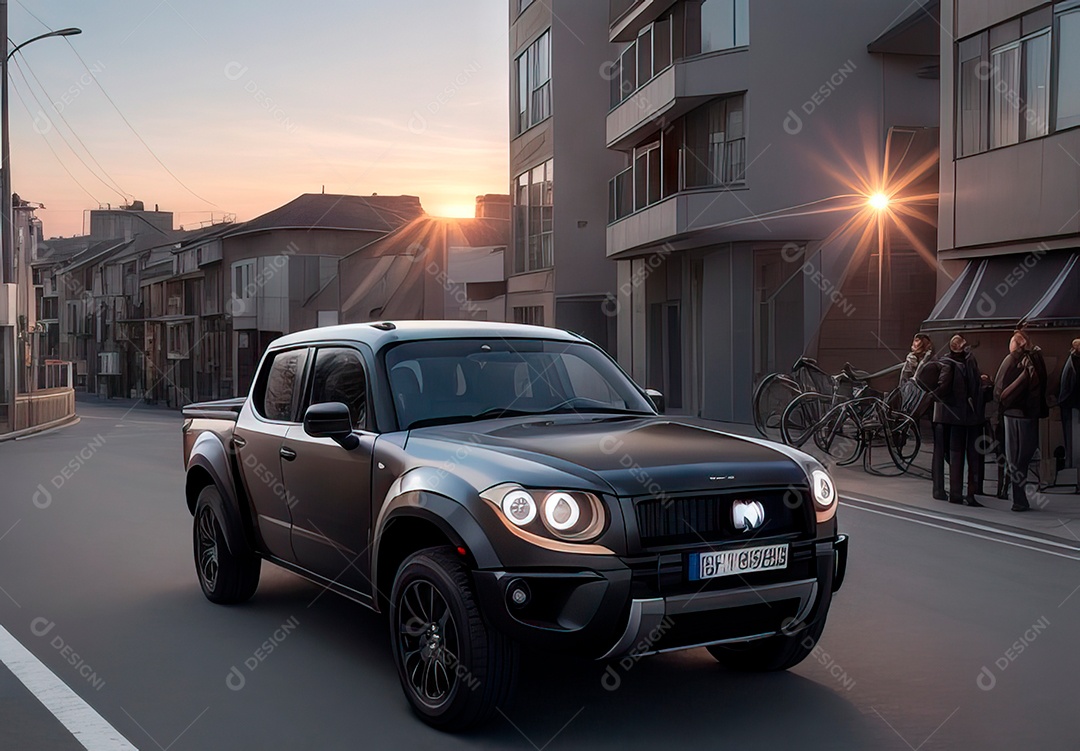 Retrato de carro realista em uma estrada