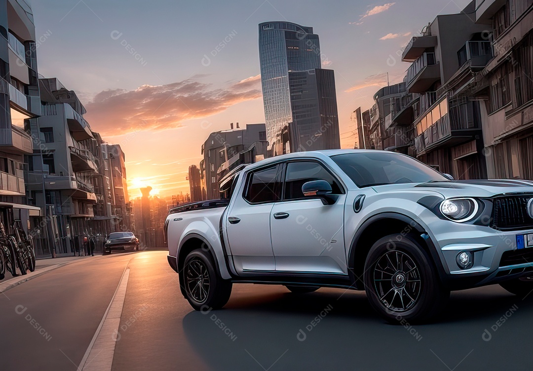 Retrato de carro realista em uma estrada
