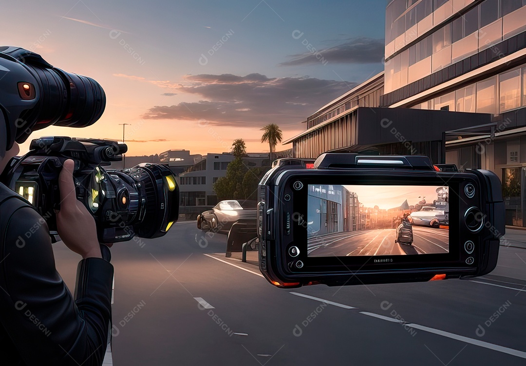 Retrato de carro realista em uma estrada