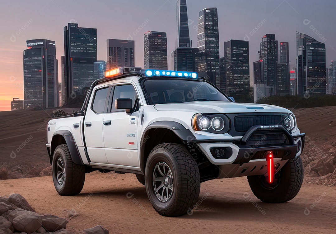 Retrato de carro realista em uma estrada