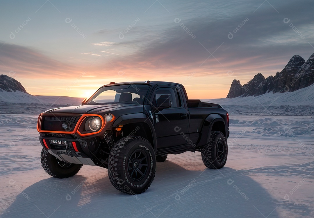 Retrato de carro realista sobre estrada