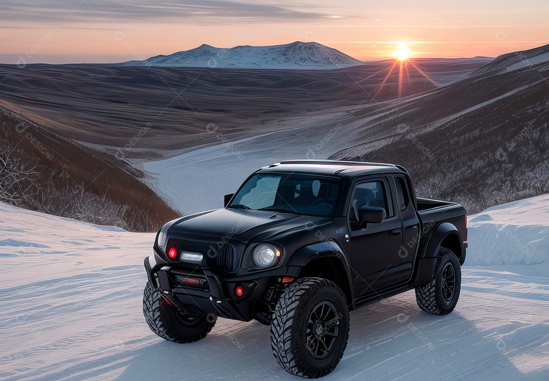 Retrato de carro realista sobre estrada