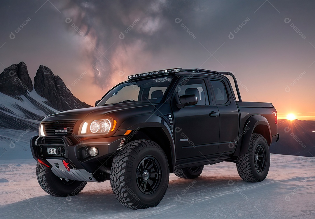 Retrato realista de carro sobre uma rua movimentada