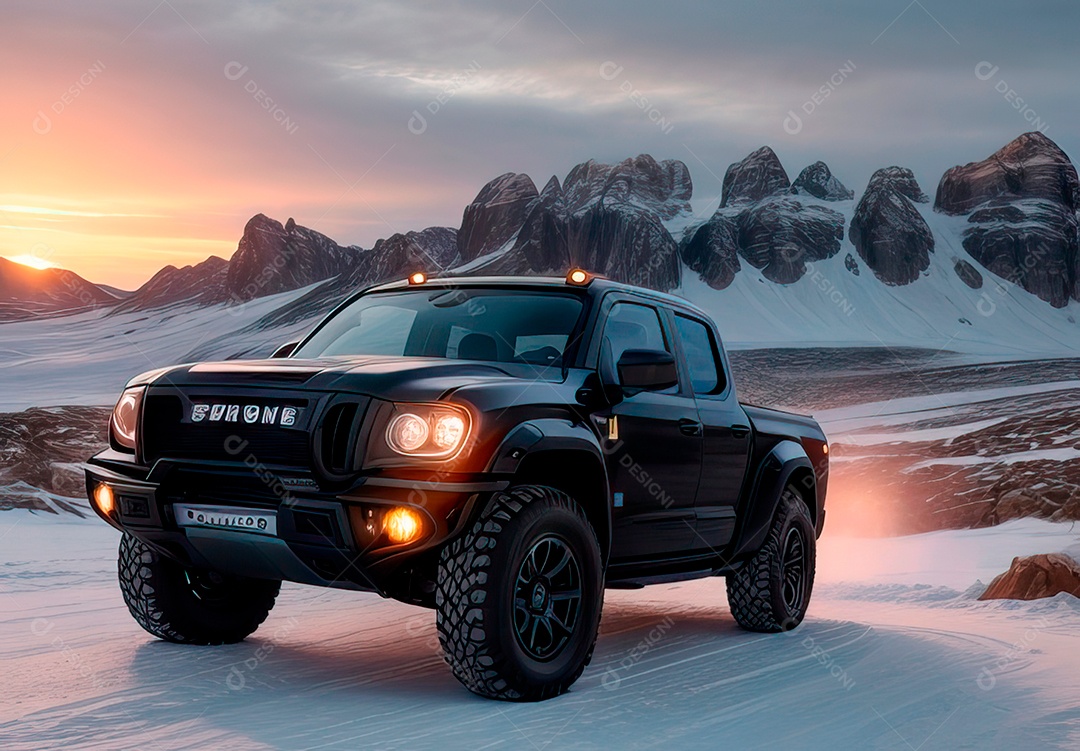 Retrato realista de carro sobre uma rua movimentada