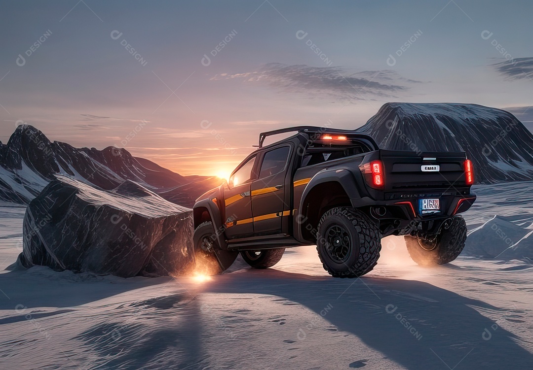 Retrato realista de carro sobre uma rua movimentada